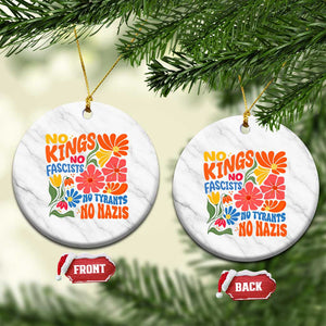 No Kings Wildflower Protest Ceramic Ornament No Fascists No Tyrants No Nazis TS12 1pc White Marble Print Your Wear
