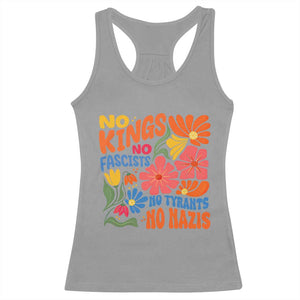 No Kings Wildflower Protest Racerback Tank Top No Fascists No Tyrants No Nazis TS12 Sport Gray Print Your Wear