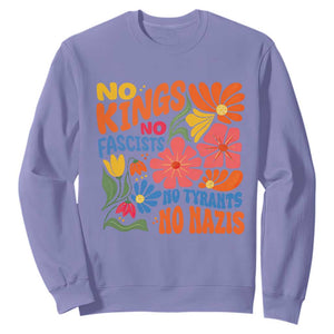 No Kings Wildflower Protest Sweatshirt No Fascists No Tyrants No Nazis TS12 Violet Print Your Wear