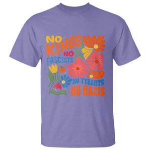 No Kings Wildflower Protest T Shirt No Fascists No Tyrants No Nazis TS12 Violet Print Your Wear