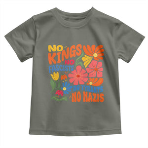 No Kings Wildflower Protest Toddler T Shirt No Fascists No Tyrants No Nazis TS12 Military Green Print Your Wear