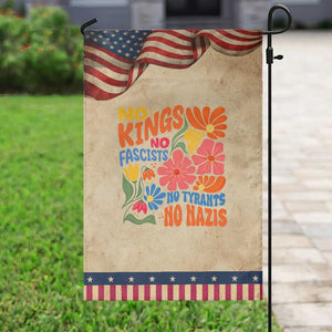 No Kings Wildflower Protest Garden Flag No Fascists No Tyrants No Nazis TS12 Vintage Rustic Tan Navy Print Your Wear