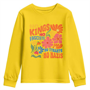 No Kings Wildflower Protest Youth Sweatshirt No Fascists No Tyrants No Nazis TS12 Daisy Print Your Wear