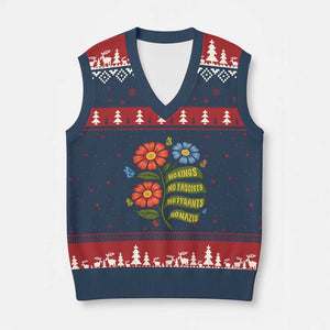 Wildflower Protest Freedom Gift V-Neck Knit Sweater Vest No Kings No Fascists No Tyrants TS12 Navy Red Print Your Wear