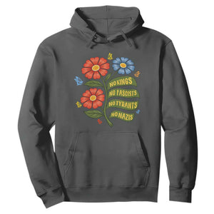 Wildflower Protest Freedom Gift Hoodie No Kings No Fascists No Tyrants TS12 Dark Heather Print Your Wear
