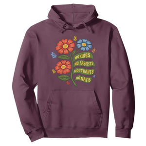Wildflower Protest Freedom Gift Hoodie No Kings No Fascists No Tyrants TS12 Maroon Print Your Wear