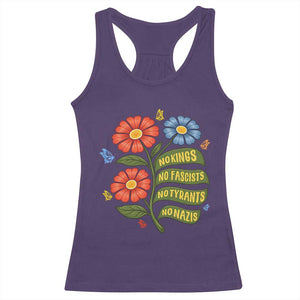 Wildflower Protest Freedom Gift Racerback Tank Top No Kings No Fascists No Tyrants TS12 Purple Print Your Wear