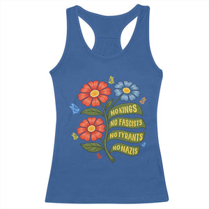 Wildflower Protest Freedom Gift Racerback Tank Top No Kings No Fascists No Tyrants TS12 Royal Blue Print Your Wear