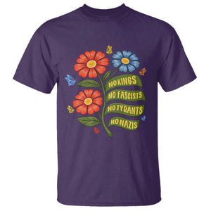 Wildflower Protest Freedom Gift T Shirt No Kings No Fascists No Tyrants TS12 Purple Print Your Wear