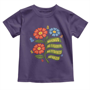Wildflower Protest Freedom Gift Toddler T Shirt No Kings No Fascists No Tyrants TS12 Purple Print Your Wear