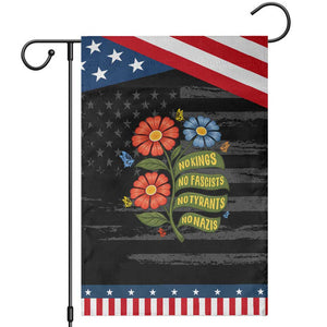 Wildflower Protest Freedom Gift Garden Flag No Kings No Fascists No Tyrants TS12 Distressed Black Blue Print Your Wear