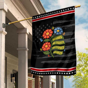 Wildflower Protest Freedom Gift Garden Flag No Kings No Fascists No Tyrants TS12 Distressed Black Red Print Your Wear