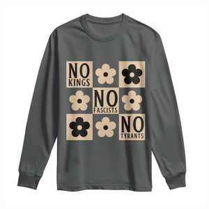 No Kings Wildflower Retro Boho Floral Long Sleeve Shirt TS12 Dark Heather Print Your Wear