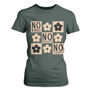 No Kings Wildflower Retro Boho Floral T Shirt For Women TS12 Dark Forest Green Print Your Wear