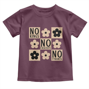 No Kings Wildflower Retro Boho Floral Toddler T Shirt TS12 Maroon Print Your Wear
