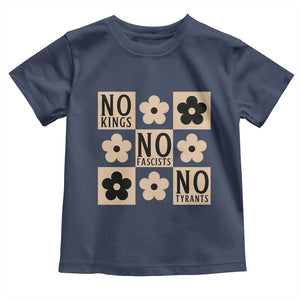No Kings Wildflower Retro Boho Floral Toddler T Shirt TS12 Navy Print Your Wear