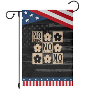 No Kings Wildflower Retro Boho Floral Garden Flag TS12 Distressed Black Blue Print Your Wear