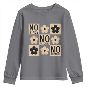 No Kings Wildflower Retro Boho Floral Youth Sweatshirt TS12 Charcoal Print Your Wear