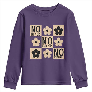 No Kings Wildflower Retro Boho Floral Youth Sweatshirt TS12 Purple Print Your Wear