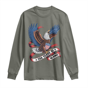 No Kings Long Sleeve Shirt USA 250th Anniversary Freedom Eagle TS12 Military Green Print Your Wear