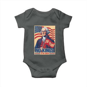 Funny George Washington Freedom Protest Baby Onesie No Kings TS12 Dark Heather Print Your Wear