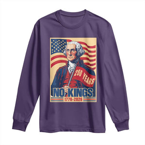 Funny George Washington Freedom Protest Long Sleeve Shirt No Kings TS12 Purple Print Your Wear