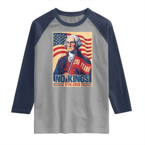 Funny George Washington Freedom Protest Raglan Shirt No Kings TS12 Sport Gray Navy Print Your Wear