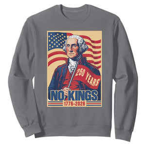 Funny George Washington Freedom Protest Sweatshirt No Kings TS12 Charcoal Print Your Wear