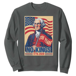 Funny George Washington Freedom Protest Sweatshirt No Kings TS12 Dark Heather Print Your Wear