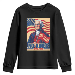 Funny George Washington Freedom Protest Youth Sweatshirt No Kings TS12 Black Print Your Wear