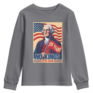 Funny George Washington Freedom Protest Youth Sweatshirt No Kings TS12 Charcoal Print Your Wear