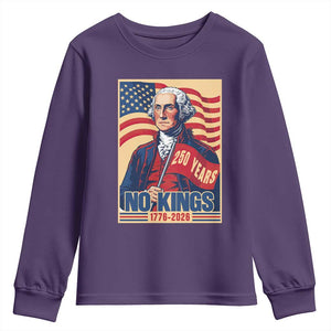 Funny George Washington Freedom Protest Youth Sweatshirt No Kings TS12 Purple Print Your Wear
