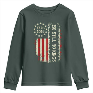 250 Still No Kings Youth Sweatshirt Vintage Patriotic Flag TS12 Dark Forest Green Print Your Wear