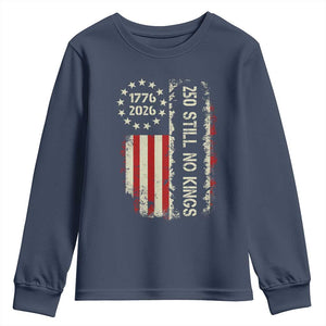 250 Still No Kings Youth Sweatshirt Vintage Patriotic Flag TS12 Navy Print Your Wear