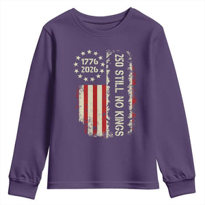 250 Still No Kings Youth Sweatshirt Vintage Patriotic Flag TS12 Purple Print Your Wear