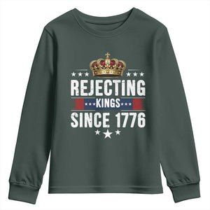 Rejecting Kings Since 1776 Youth Sweatshirt Anti Authoritarian Protest TS12 Dark Forest Green Print Your Wear