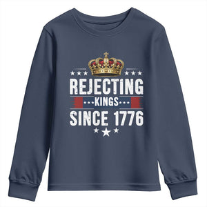 Rejecting Kings Since 1776 Youth Sweatshirt Anti Authoritarian Protest TS12 Navy Print Your Wear
