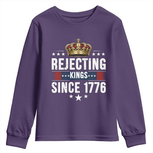 Rejecting Kings Since 1776 Youth Sweatshirt Anti Authoritarian Protest TS12 Purple Print Your Wear