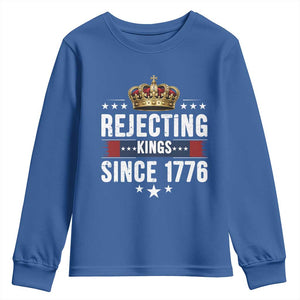 Rejecting Kings Since 1776 Youth Sweatshirt Anti Authoritarian Protest TS12 Royal Blue Print Your Wear