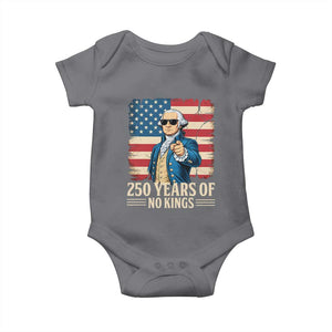 No Kings 250 Years George Washington Baby Onesie TS12 Charcoal Print Your Wear