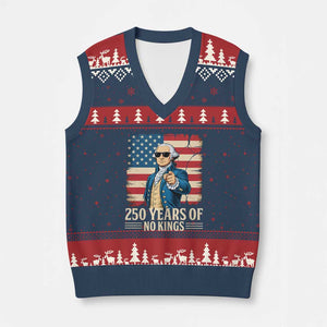 No Kings 250 Years George Washington V-Neck Knit Sweater Vest TS12 Navy Red Print Your Wear
