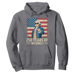 No Kings 250 Years George Washington Hoodie TS12 Charcoal Print Your Wear