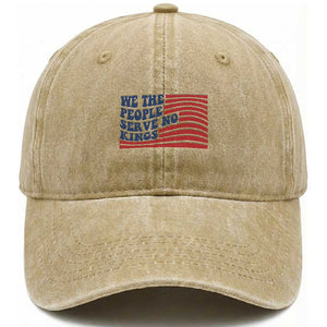 We The People Serve No Kings Washed Cotton Baseball Cap American Freedom Protest TS12 Washed Cap Universal Fit Khaki Print Your Wear
