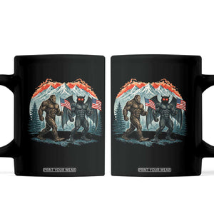 Patriotic Bigfoot And Mothman Coffee Mug Funny Cryptid Lover Gift TS12 Black Print Your Wear