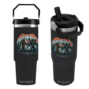 Patriotic Bigfoot And Mothman Flip Straw Tumbler Funny Cryptid Lover Gift TS12 One Size: 30 oz Black Print Your Wear