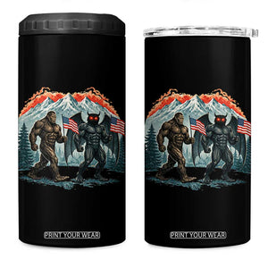 Patriotic Bigfoot And Mothman 4 in 1 Can Cooler Tumbler Funny Cryptid Lover Gift TS12 One Size: 16 oz Black Print Your Wear