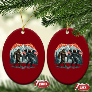 Patriotic Bigfoot And Mothman Ceramic Ornament Funny Cryptid Lover Gift TS12 Print Your Wear