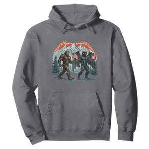 Patriotic Bigfoot And Mothman Hoodie Funny Cryptid Lover Gift TS12 Charcoal Print Your Wear