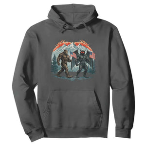 Patriotic Bigfoot And Mothman Hoodie Funny Cryptid Lover Gift TS12 Dark Heather Print Your Wear
