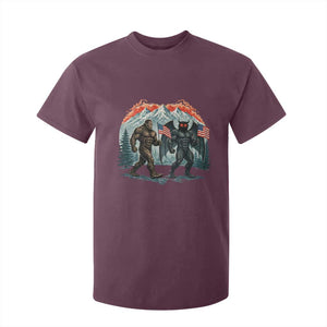Patriotic Bigfoot And Mothman T Shirt For Kid Funny Cryptid Lover Gift TS12 Maroon Print Your Wear